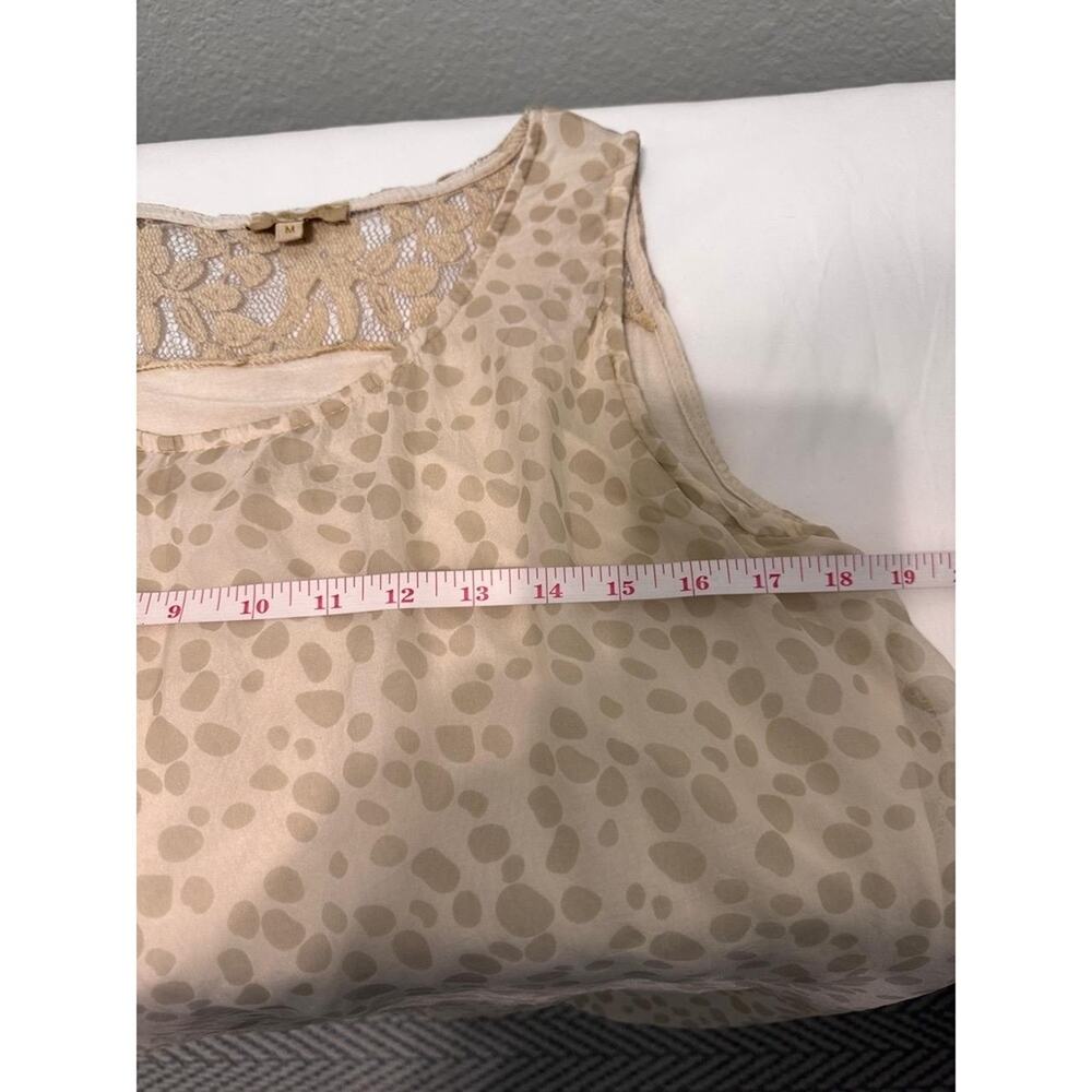 Giusy Made in Italy Lace Back Polka‎ Dot Sleeveless Blouse Tan Medium - Picture 7 of 8